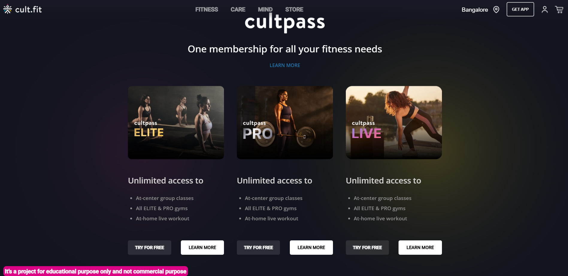 Cult.fit Clone